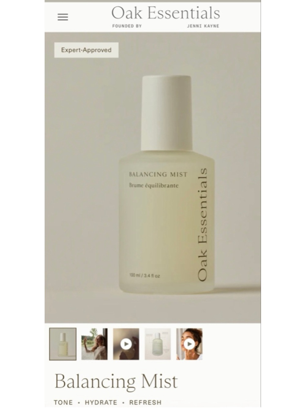 New Women's Oak Essentials Balancing Mist Toner Full Size